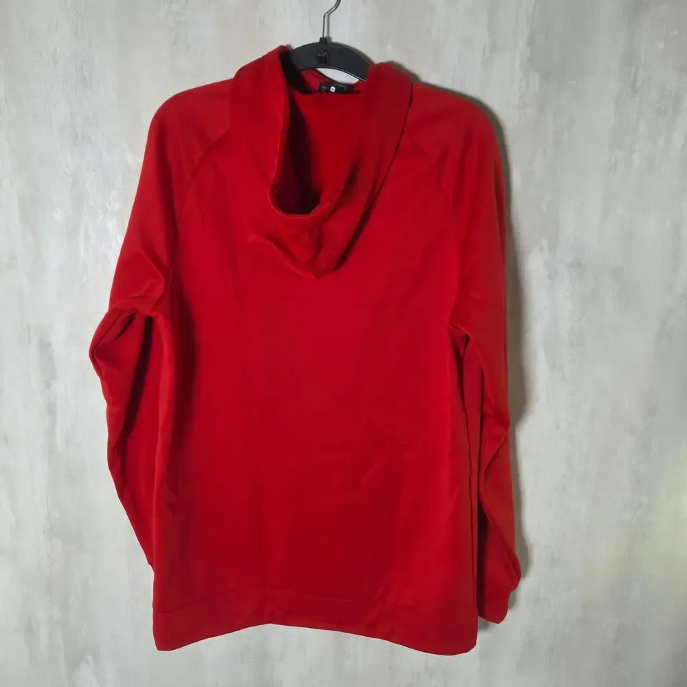 Nike Hoodie Mens Small Red Dri-FIT Fleece Pullover Sweatshirt Swoosh Logo